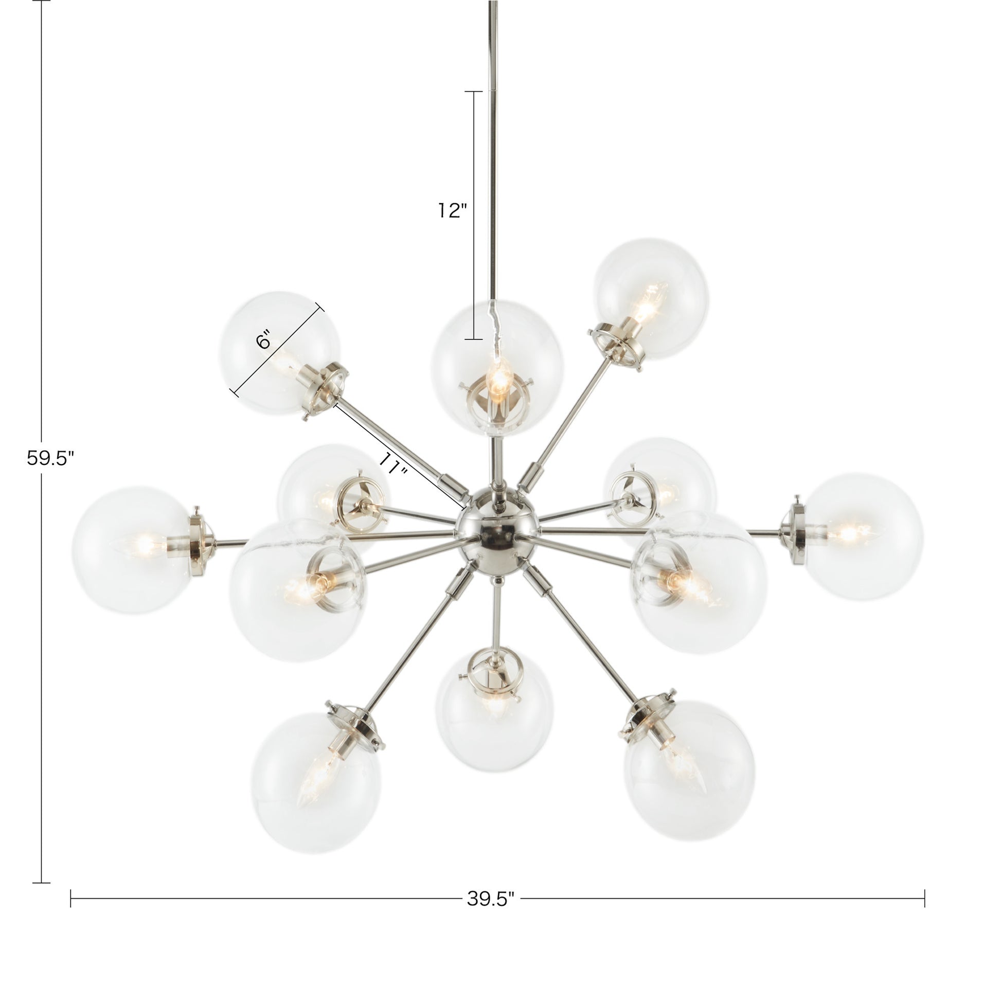 Paige 12 Light Chandelier with Oversized Globe Bulbs silver-cotton