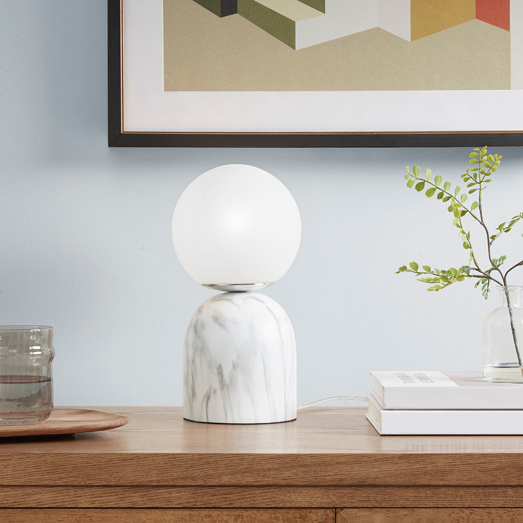 Frosted Glass Globe Resin Table Lamp