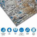 Abstract Area Rug cream+blue-polyester