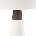 Triangular Ceramic And Wood Table Lamp - White