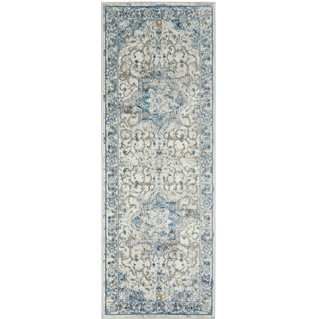 Medallion Woven Area Rug blue-polyester