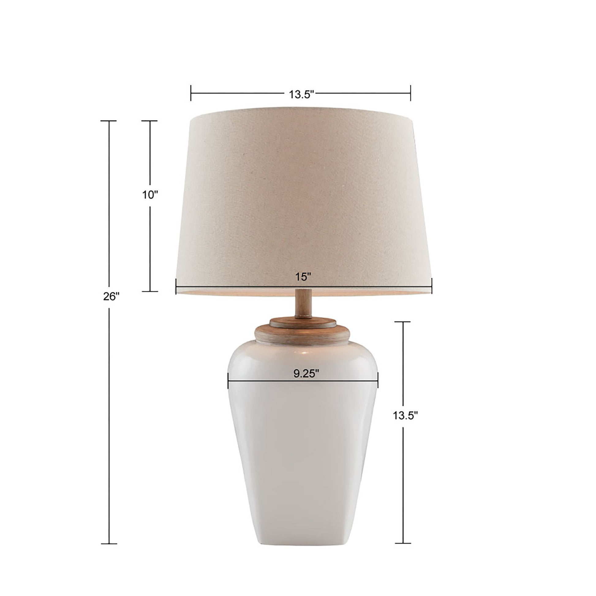 Ceramic Table Lamp white-polyester