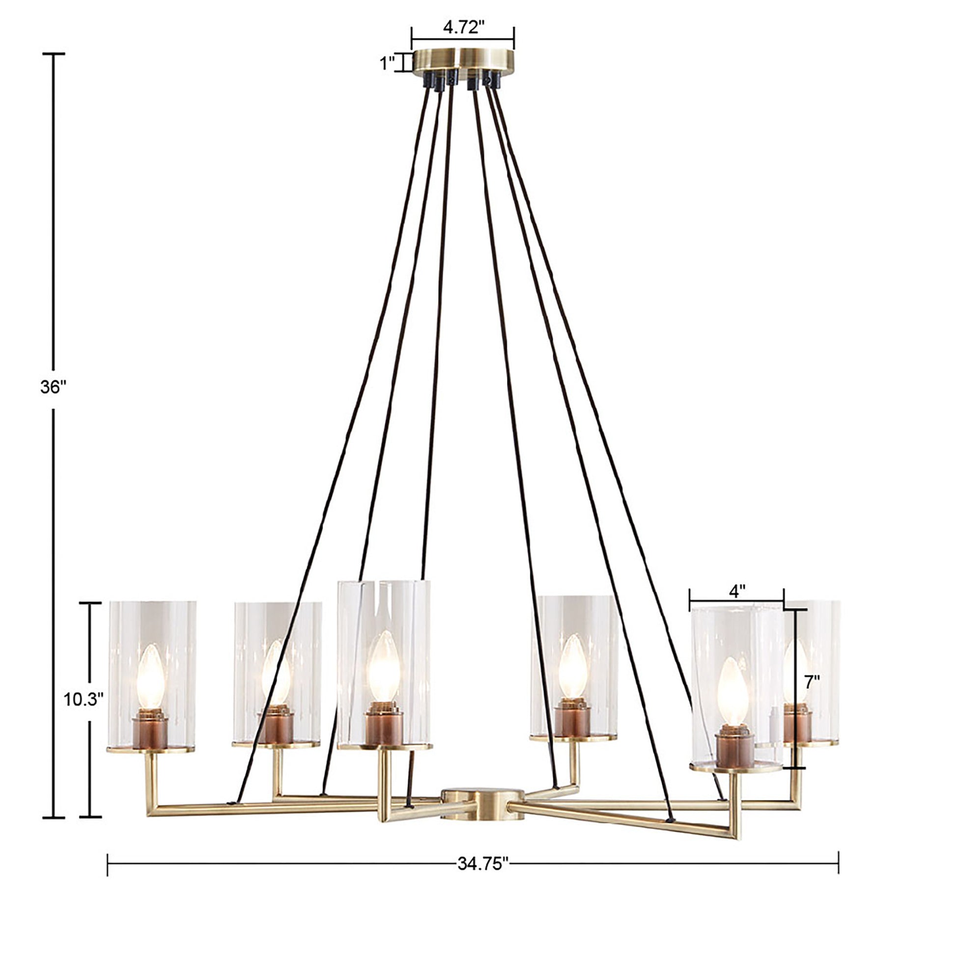 Trenton 6 Light Chandelier with Cylinder Glass