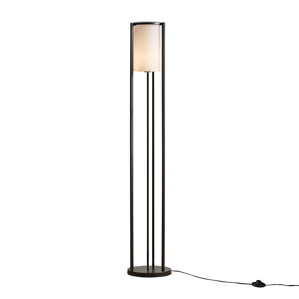 Metal Floor Lamp with Glass Cylinder Shade