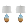 Cortina Ombre Glass Table Lamp, Set of 2 blue-cotton