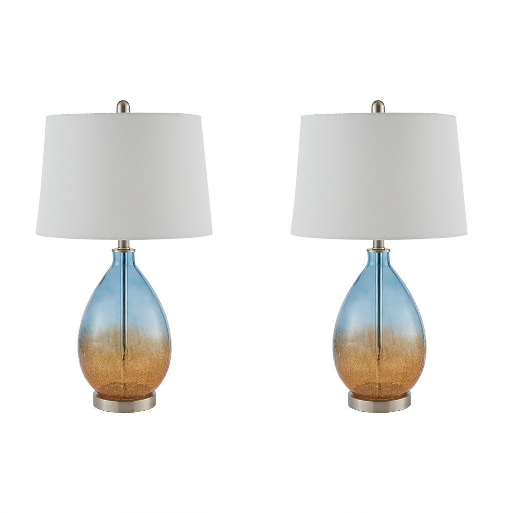 Cortina Ombre Glass Table Lamp, Set of 2 blue-cotton