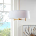 5 Light White Drum Shade Chandelier gold-cotton