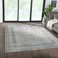 Moroccan Bordered Global Woven Area Rug grey+cream-polyester