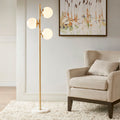 3 Globe Light Floor Lamp with Marble Base gold-cotton