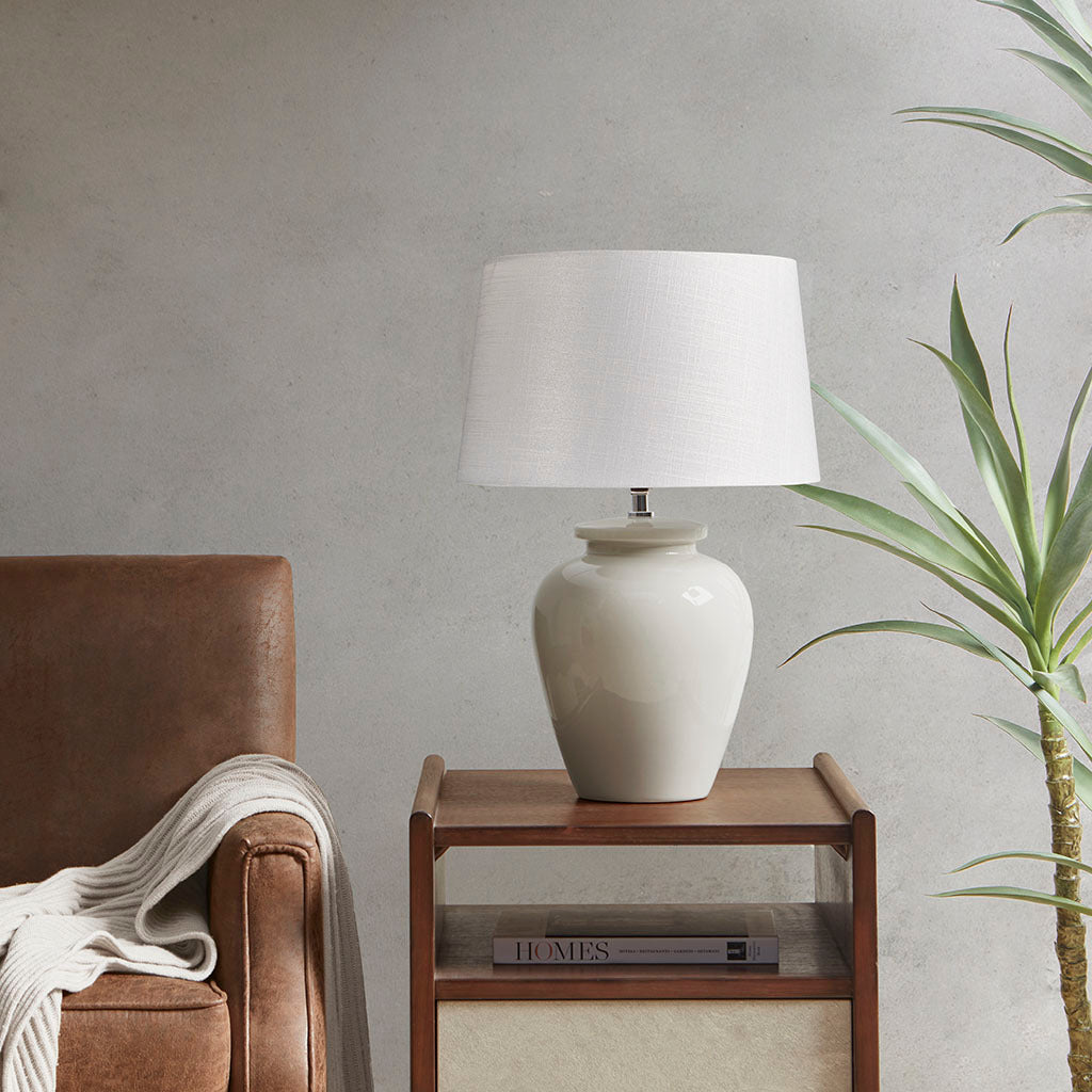 Ceramic Table Lamp cream-polyester