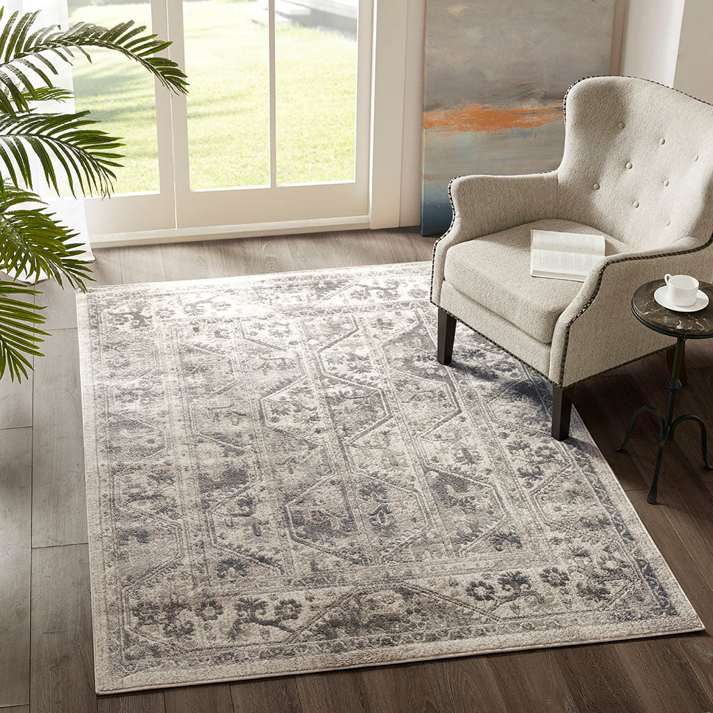 Tiled Border Area Rug beige+cream-polyester