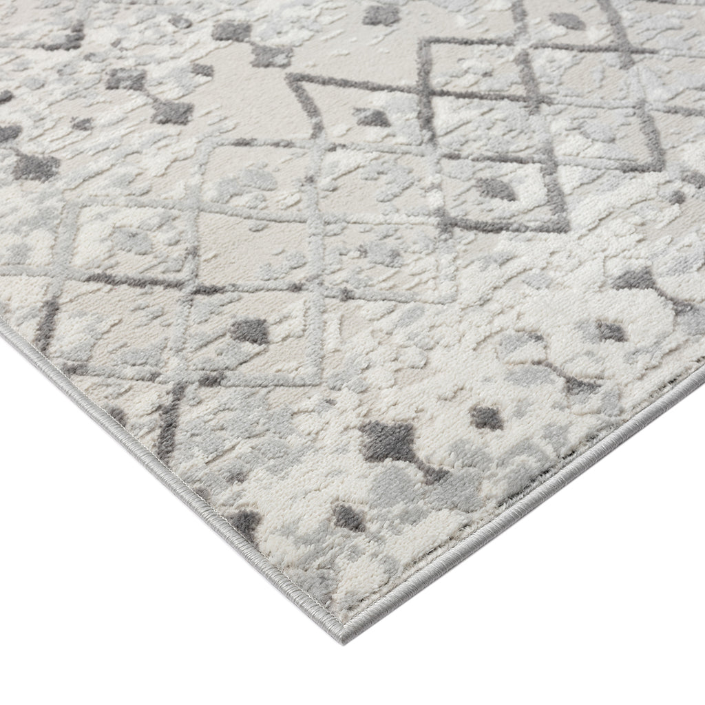 Moroccan Global Woven Area Rug light grey+cream-polyester