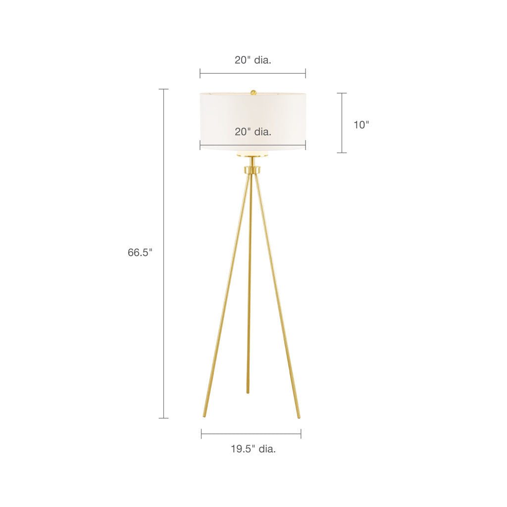 Pacific Metal Tripod Floor Lamp with Glass Shade gold-cotton