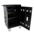 Mobile Charging Cart and Cabinet for Tablets Laptops matt black-steel