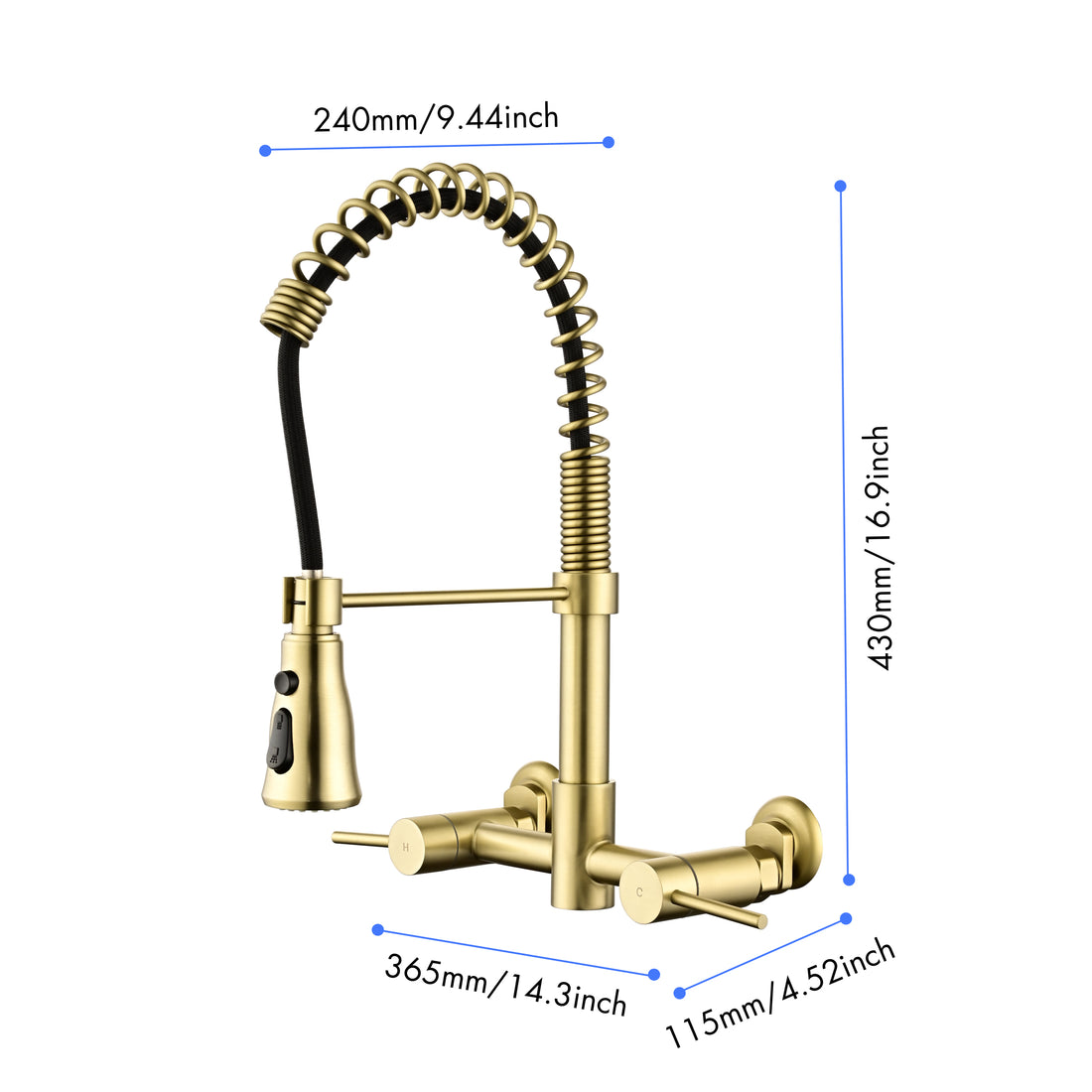 3 Functions Wall Mounted Bridge Kitchen Faucet