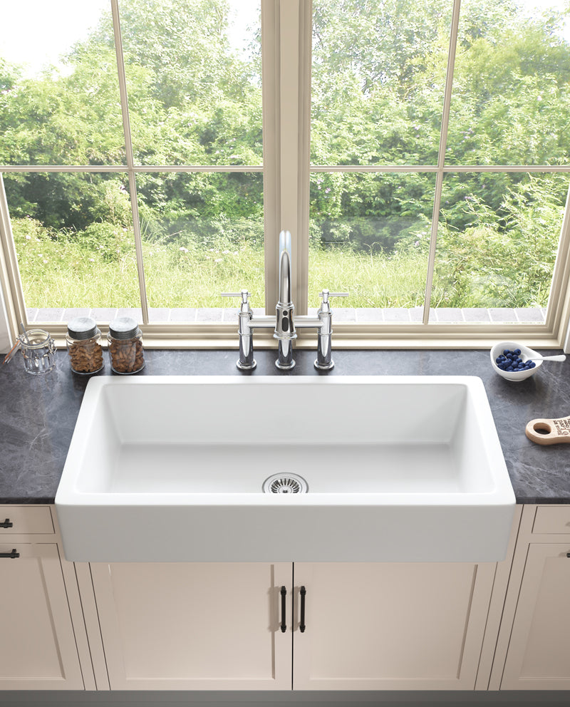 37 Inch Farmhouse Kitchen Sink, Apron Front