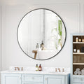 Wall Mirror 42 Inch Black Circular Mirror Metal Framed black-glass