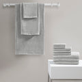 100% Cotton Quick Dry 12 Piece Bath Towel Set silver-cotton