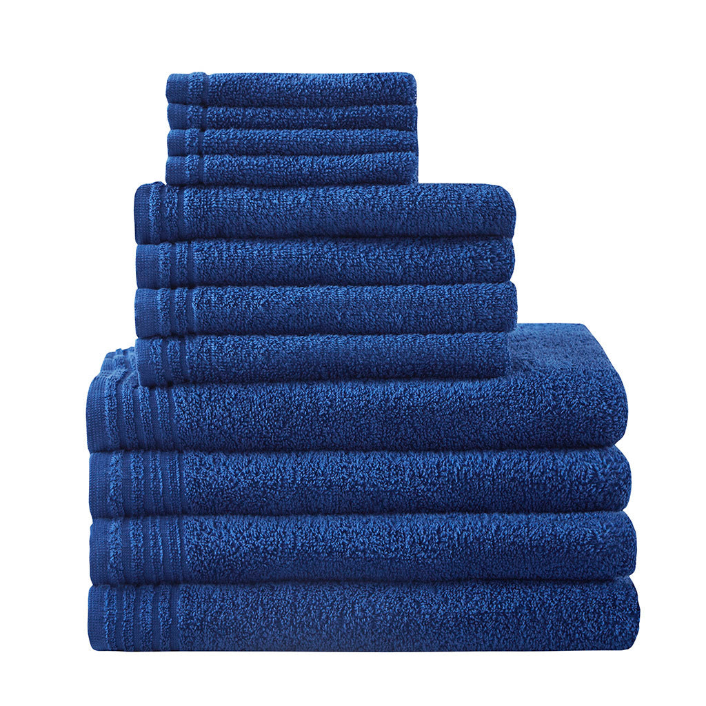 100% Cotton Quick Dry 12 Piece Bath Towel Set navy-cotton