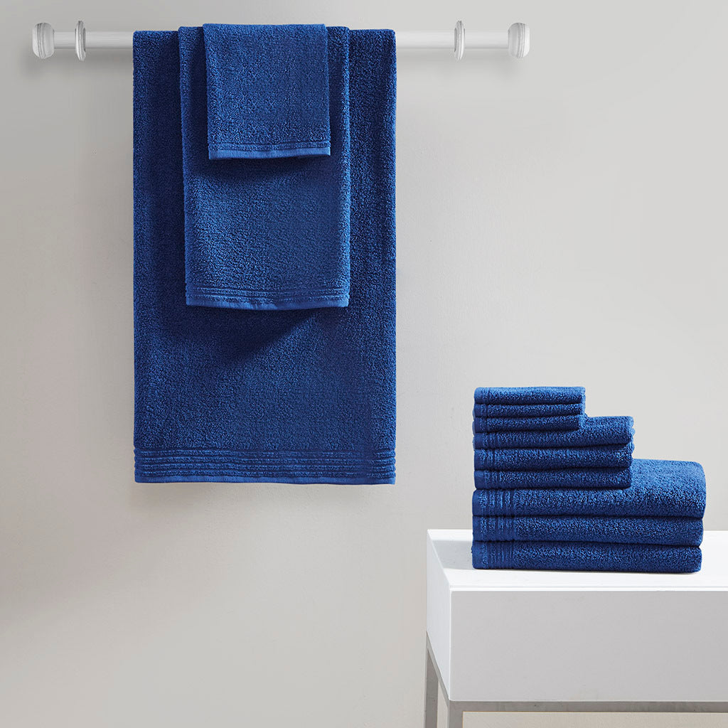 100% Cotton Quick Dry 12 Piece Bath Towel Set navy-cotton