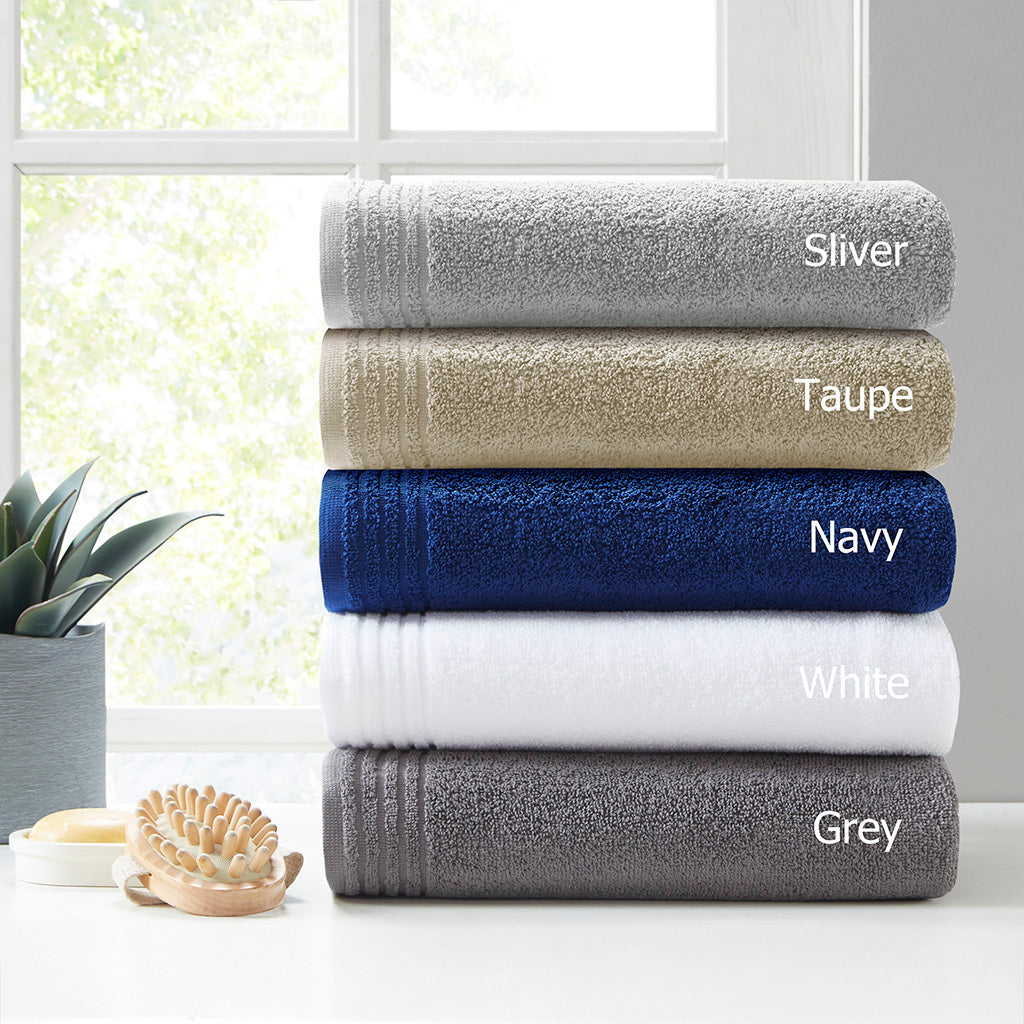 100% Cotton Quick Dry 12 Piece Bath Towel Set silver-cotton