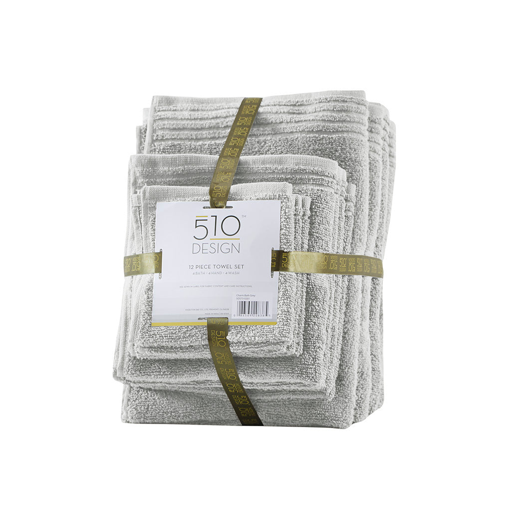 100% Cotton Quick Dry 12 Piece Bath Towel Set silver-cotton