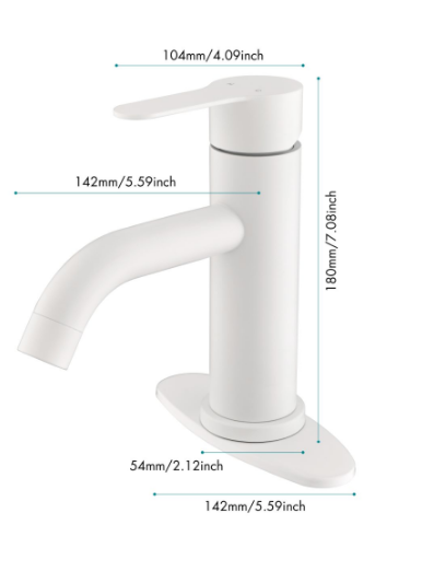 Waterfall Spout Bathroom Faucet,Single Handle Bathroom white-stainless steel