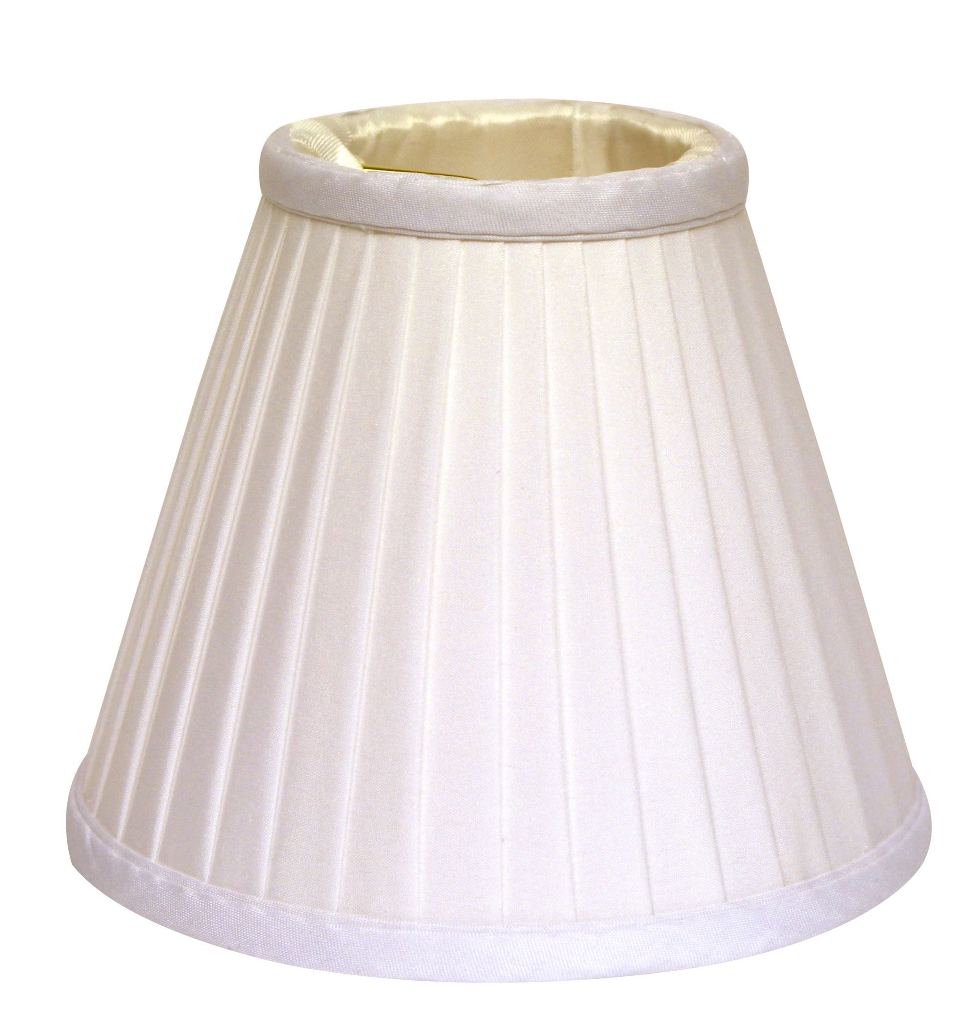 Slant Side Pleat Chandelier Lampshade with Flame Clip white-silk