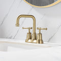 2 Handle Bathroom Faucet 4 Inch Centerset Bathroom brushed gold-metal