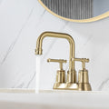 2 Handle Bathroom Faucet 4 Inch Centerset Bathroom brushed gold-metal