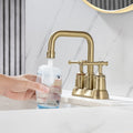 2 Handle Bathroom Faucet 4 Inch Centerset Bathroom brushed gold-metal