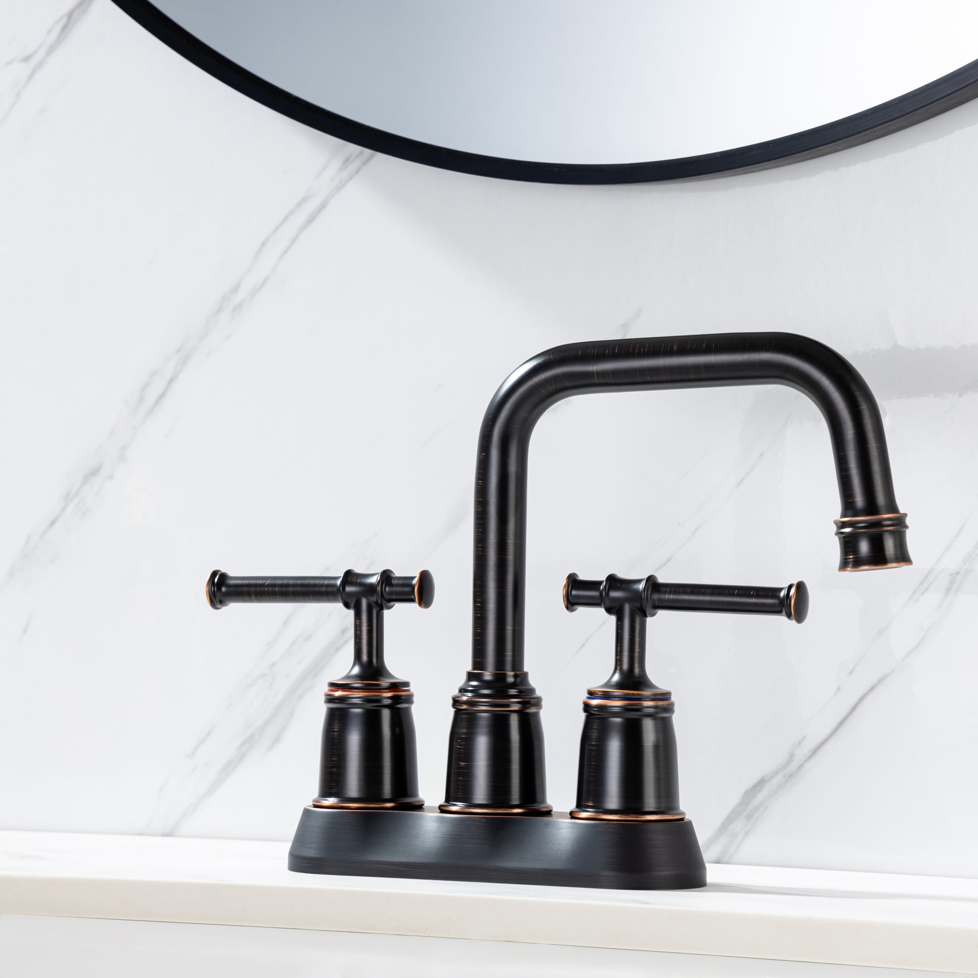 2 Handle Bathroom Faucet 4 Inch Centerset Bathroom oil-rubbed bronze-metal