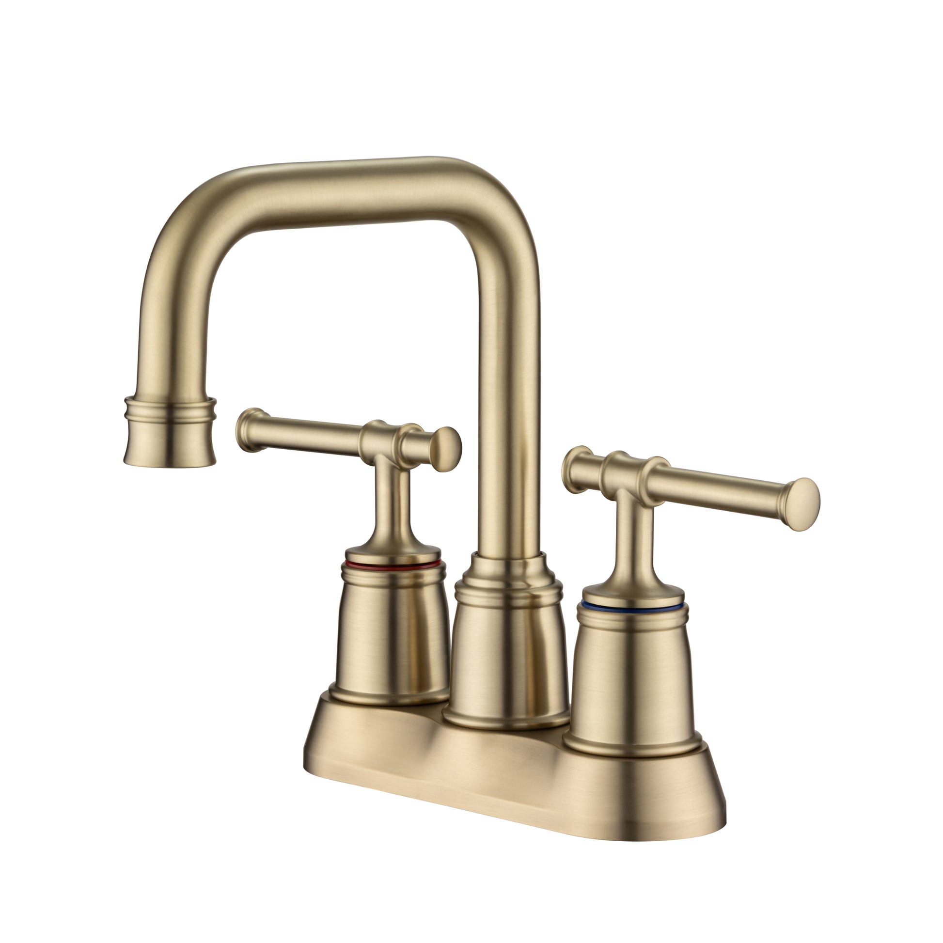 2 Handle Bathroom Faucet 4 Inch Centerset Bathroom brushed gold-metal