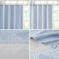 Pieced and Embroidered Shower Curtain blue-polyester