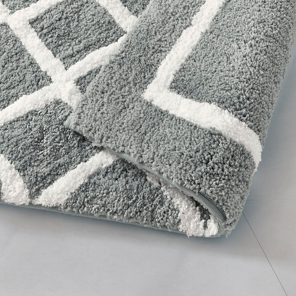 Reversible High Pile Tufted Microfiber Bath Rug grey-microfiber