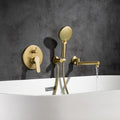 3 Hole Wall Mount Widespread Bathroom Waterfall brushed gold-metal