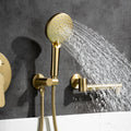 3 Hole Wall Mount Widespread Bathroom Waterfall brushed gold-metal