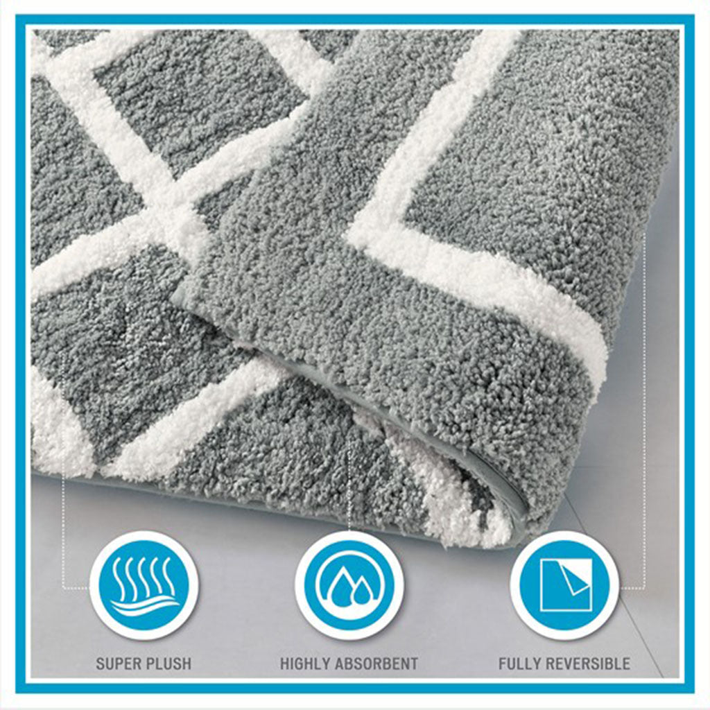 Reversible High Pile Tufted Microfiber Bath Rug grey-microfiber