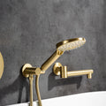 3 Hole Wall Mount Widespread Bathroom Waterfall brushed gold-metal