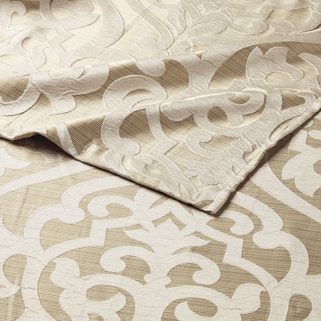 Jacquard Shower Curtain tan+ivory-polyester