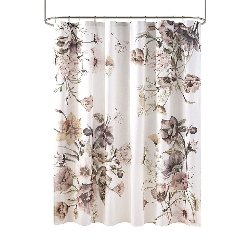 Printed Cotton Shower Curtain blush-cotton