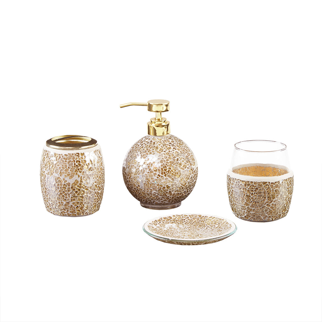 4 Piece Bath Accessory Set gold-fabric