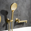 3 Hole Wall Mount Widespread Bathroom Waterfall brushed gold-metal