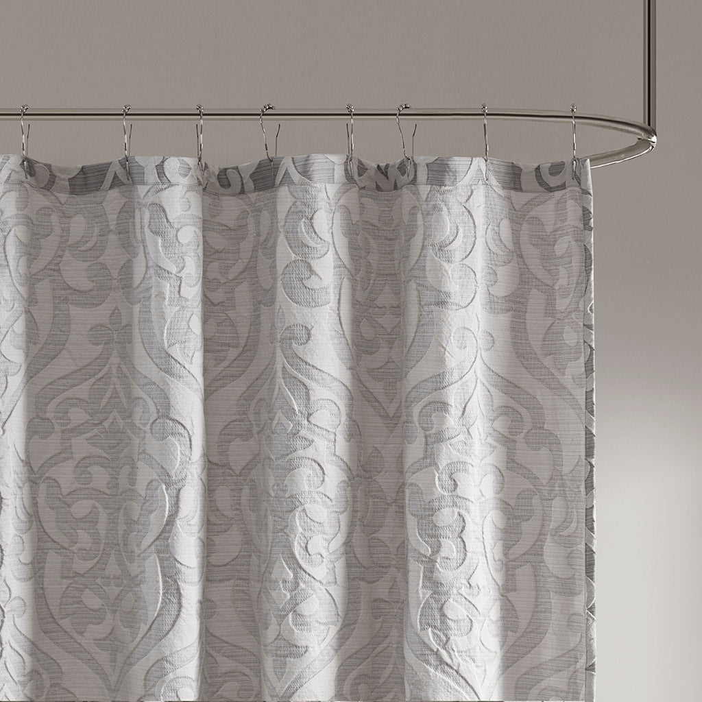 Jacquard Shower Curtain silver-cotton