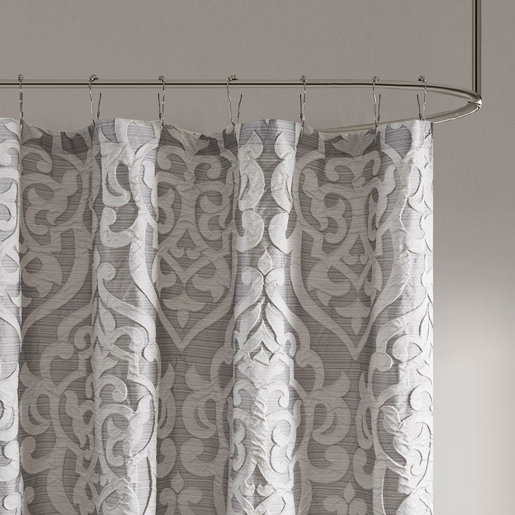 Jacquard Shower Curtain silver-cotton