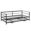 Twin Size Metal Daybed With Adjustable Trundle,