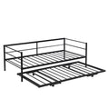 Twin Size Metal Daybed With Adjustable Trundle,