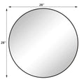 Wall Mirror 28 Inch Black Circular Mirror Metal Framed black-glass