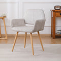 Fabric Upholstered Side Dining Chair with Metal Leg beige-fabric