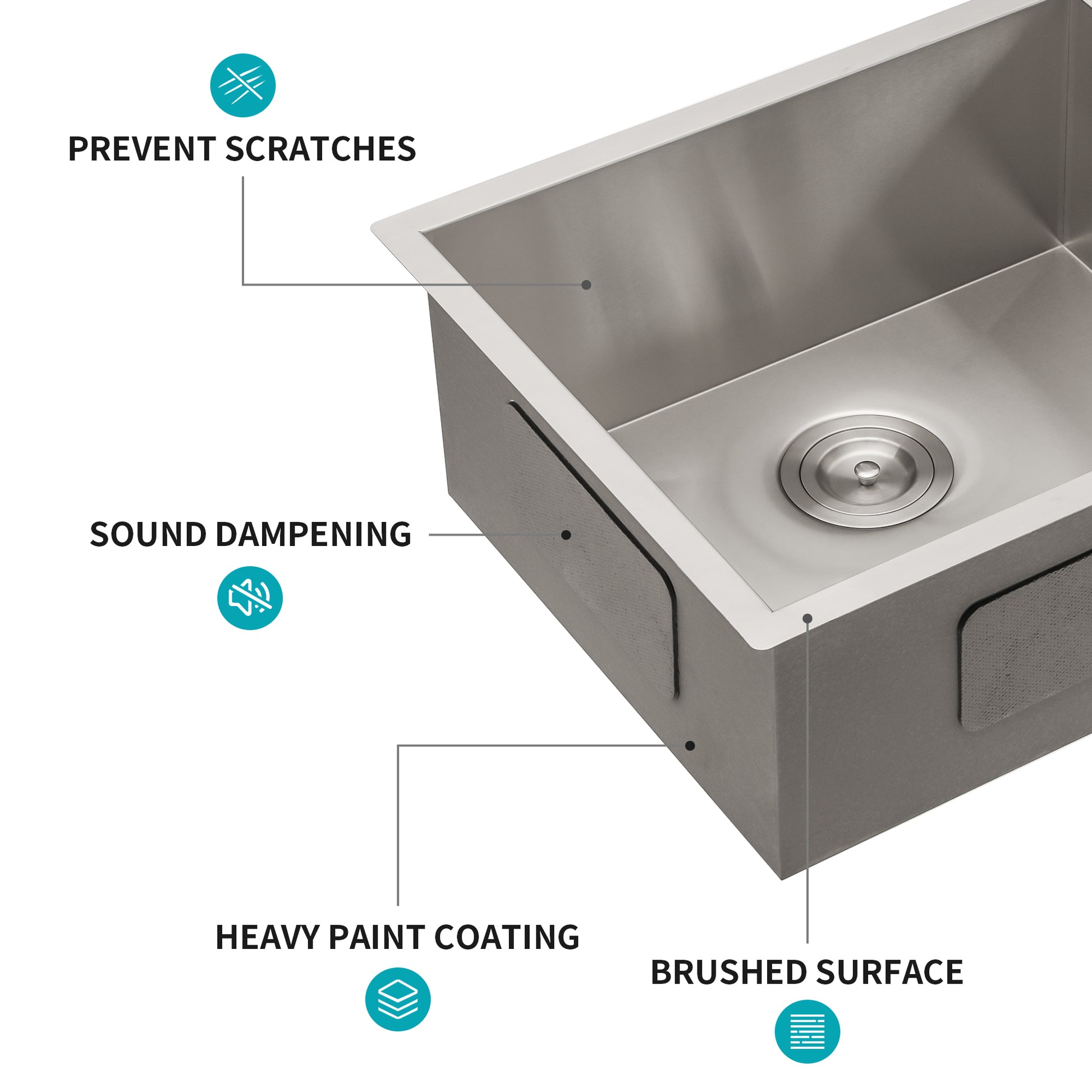 23 Inch Undermount Sink Single Bowl Stainless